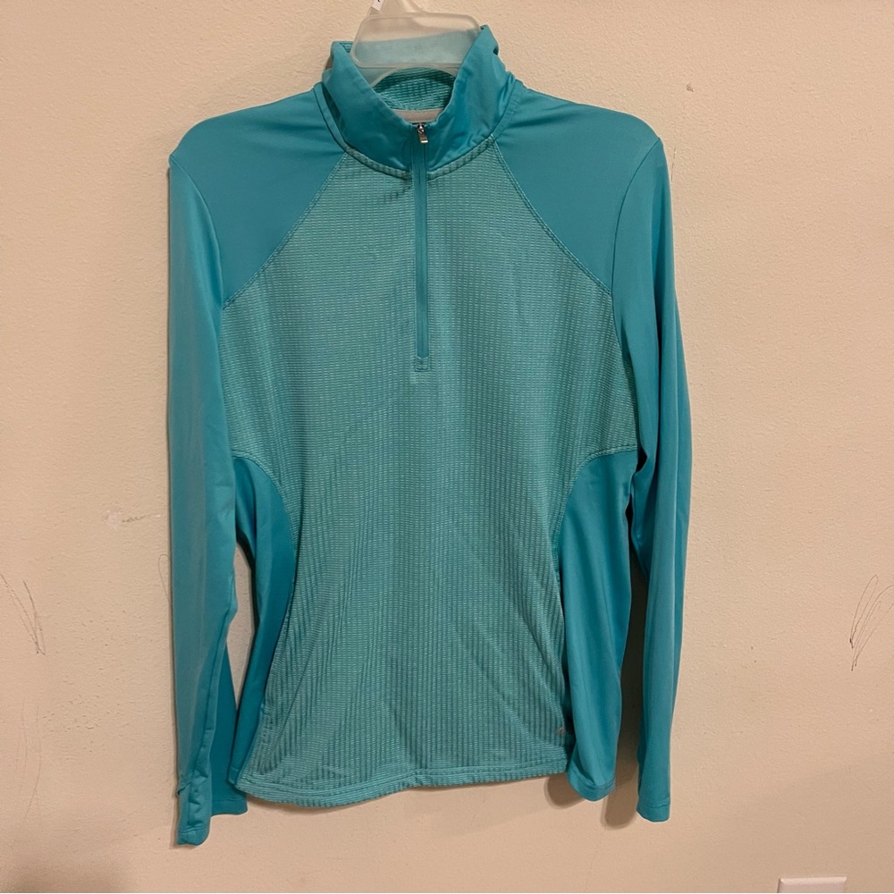 Adidas Teal Quarter-Zip Golf Athletic Pullover / L